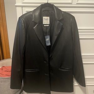 Abercrombie black leather blazer